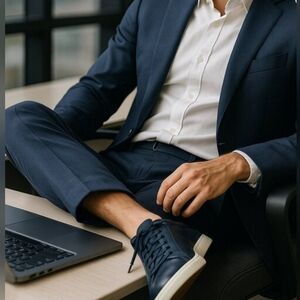 Cole Haan Casual Navy Blue Leather Sneakers  Size 10.5